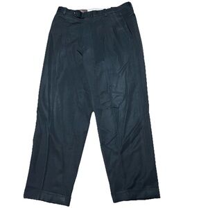 100% Wool Riviera Men’s Pants Black Pleated Cuffed 34x28 Vintage Dress